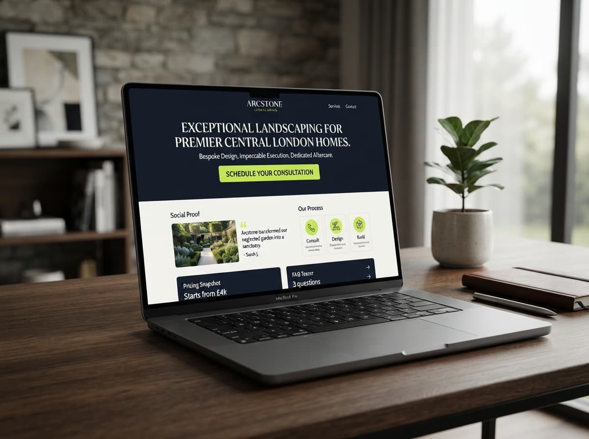 Wizualizacja landing page'a dla jednej usługi lub kampanii